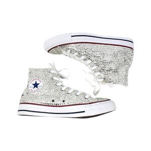 Custom Bling Converse All Star Chucks Wedding High Top Sneaker Rhinestone Size 7